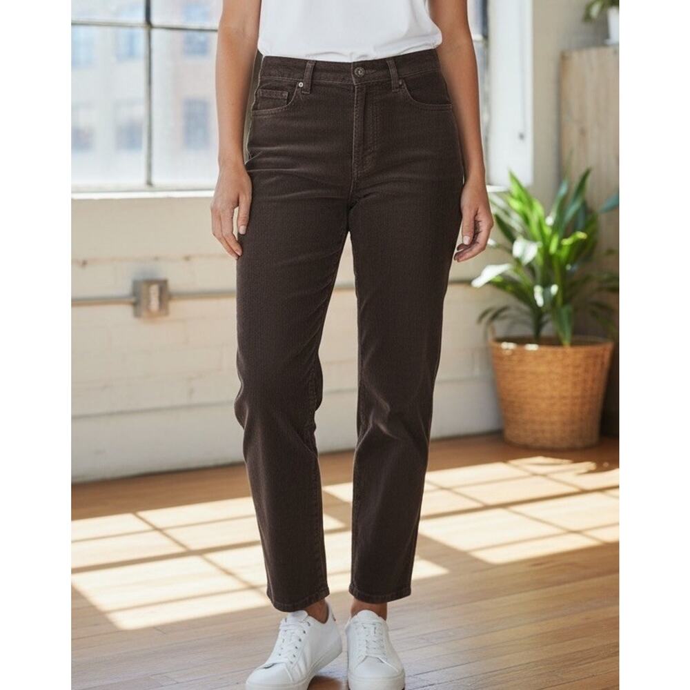 LL Bean Corduroy Pants Chocolate Brown Curvy Fit Stretch Women’s Size 8 Regular
